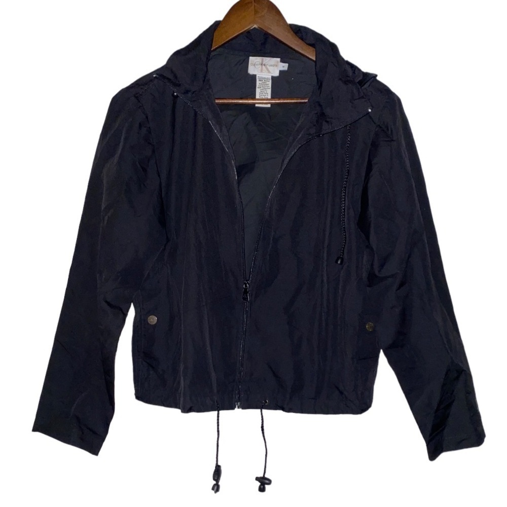 Calvin Klein Full Zip Hooded Windbreaker Jacket Women M Lightweight Gorpcore